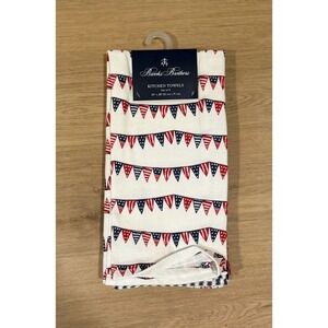 NWT 5 BROOKS BROTHERS  KITCHEN TOWELS BANNER  FLAGS STARS STRIPES 20 X 28